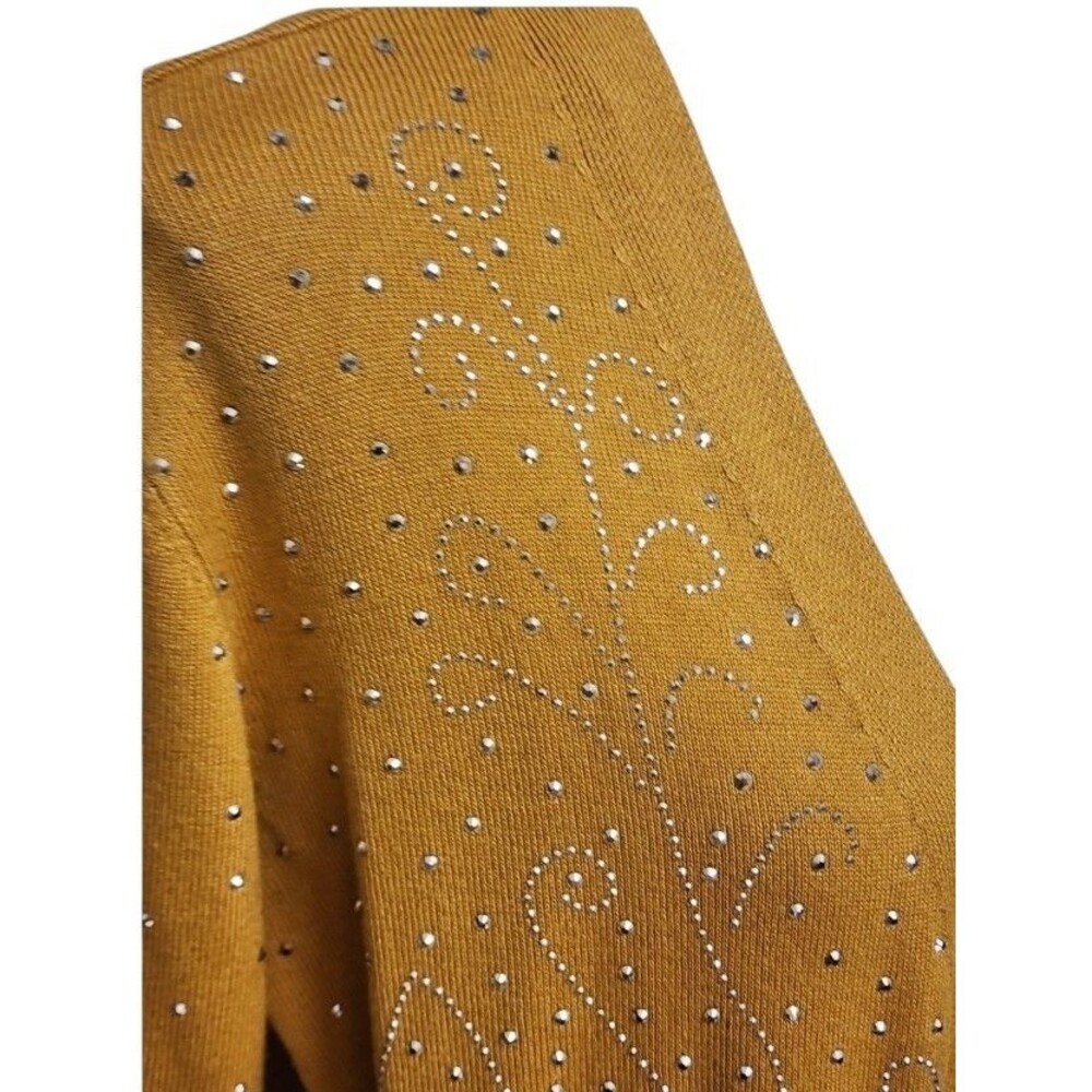 Seven Manor Embellished Cardigan Size Large Mustard Front Pockets